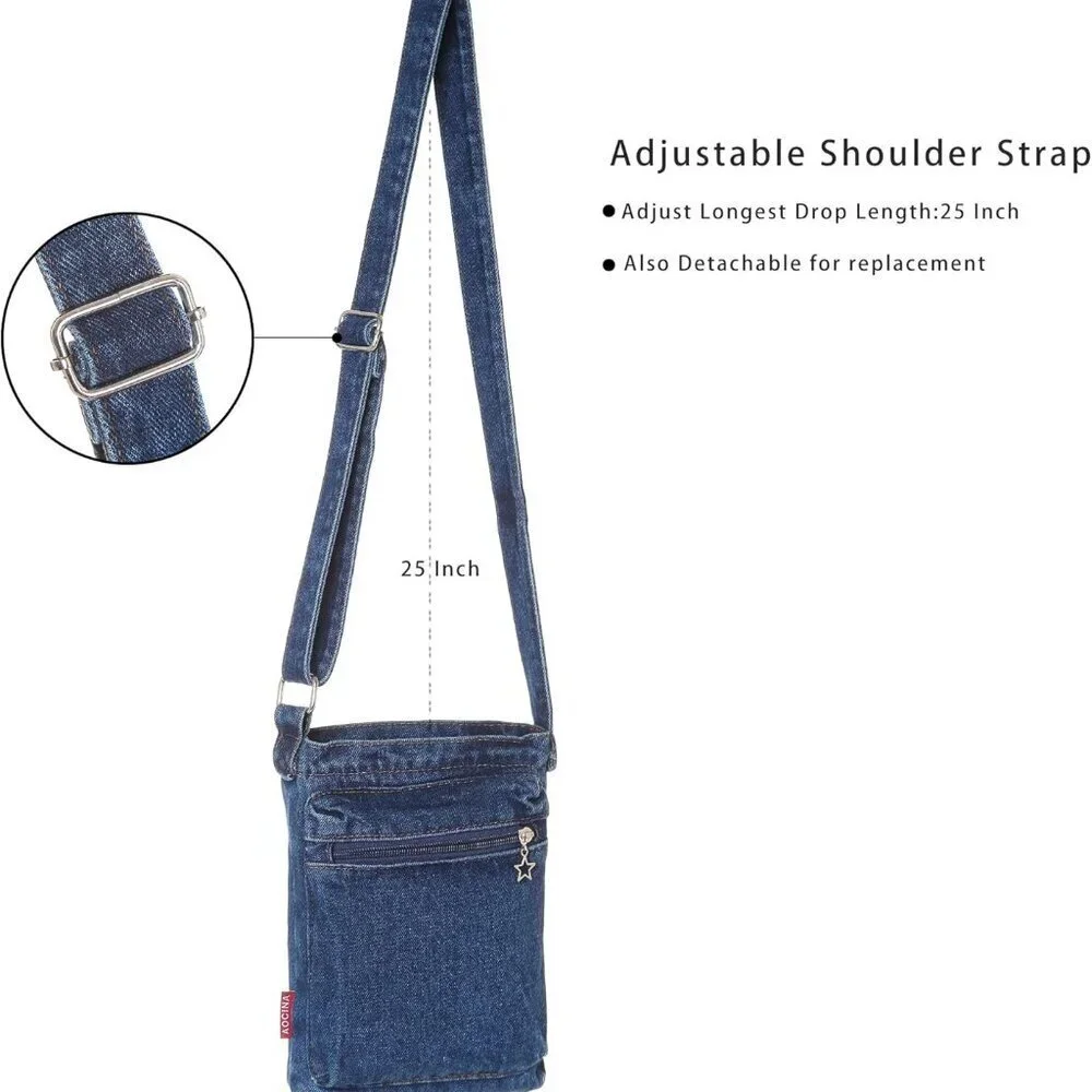 Denim Purse Small Blue Crossbody Shoulder Bag Youth Teen Women Gift
